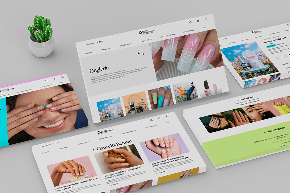 Captures d'écrans du nouveau site de beauty distriution sur pc